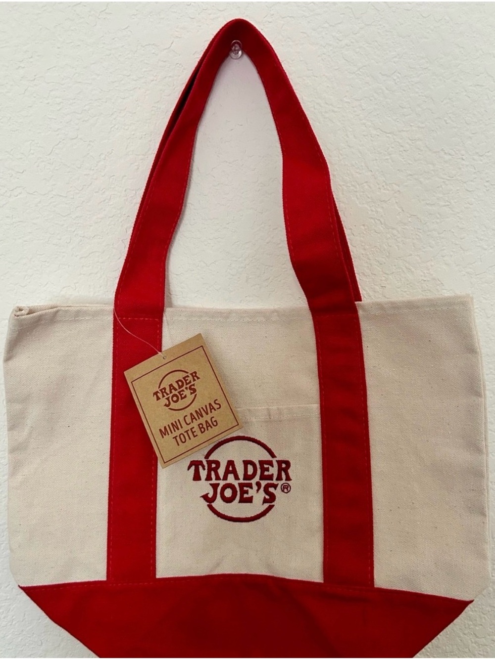 Trader Joe's Red Mini Canvas Tote Bag